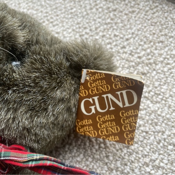 NWT GUND T.C. BIRTHDAY BEAR 1982 Jointed Brown Plush Red Bow - Faux Leather Paws - Picture 7 of 8